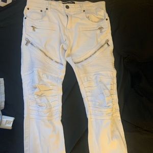 White biker jeans